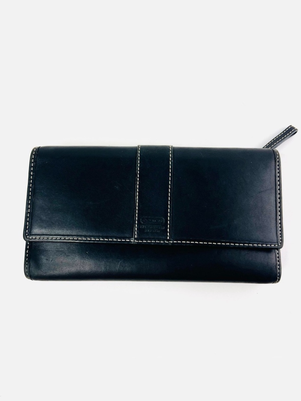 Coach Black Vintage 90s Hamilton Leather Trifold Classic Wallet